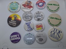 Lot Of 14 Vintage Pinbacks Pins Various Sizes And Sayings