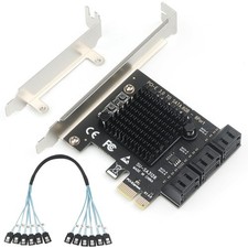 PCIe to 6-Port SATA 3.0 Expansion Card for 4K Video Editing Storage, ASM1166 Chi