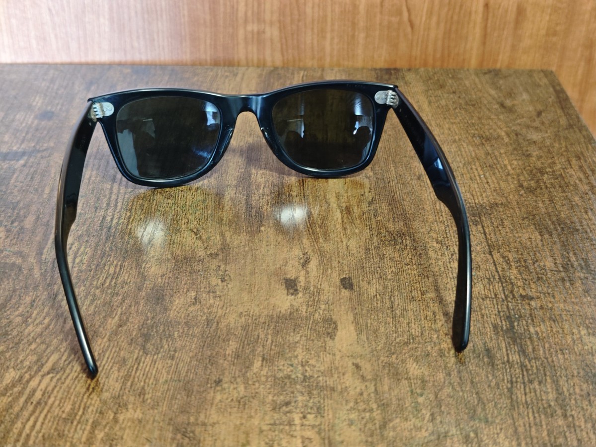 レア！ビンテージ Rayban Wayfarer Made in USA VINTAGE RAY BAN BL BLACK WAYFARER SUNGLASSES MADE IN USA 50
