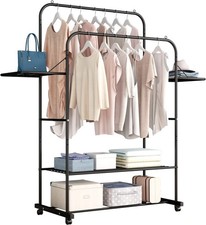 Hilier Modern Minimalist Wooden Clothes Rail Stand Bamboo 123x145x30cm