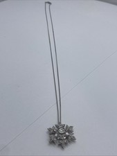 20" Sterling Silver Chain w Gorgeous Diamond Snowflake Pendant 3.4 grams