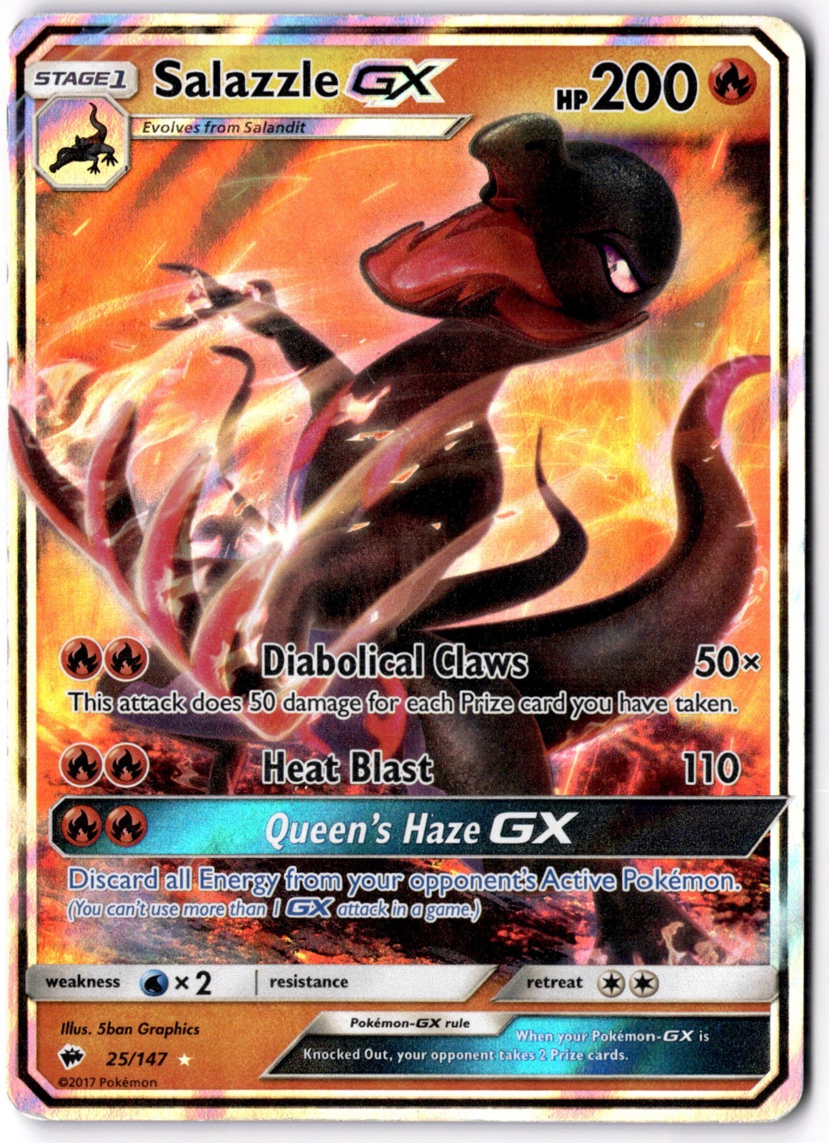Salazzle GX Ultra Rare SM - Burning Shadows 25/147 NM