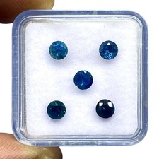 5 Pcs Natural Ceylon Blue Sapphire 4.2-4.3mm Round Diamond Cut Loose Gemstones