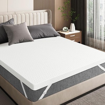 3 Inch Gel Memory Foam Mattress Topper QUEEN, Cooling Removable & Washable Bambo