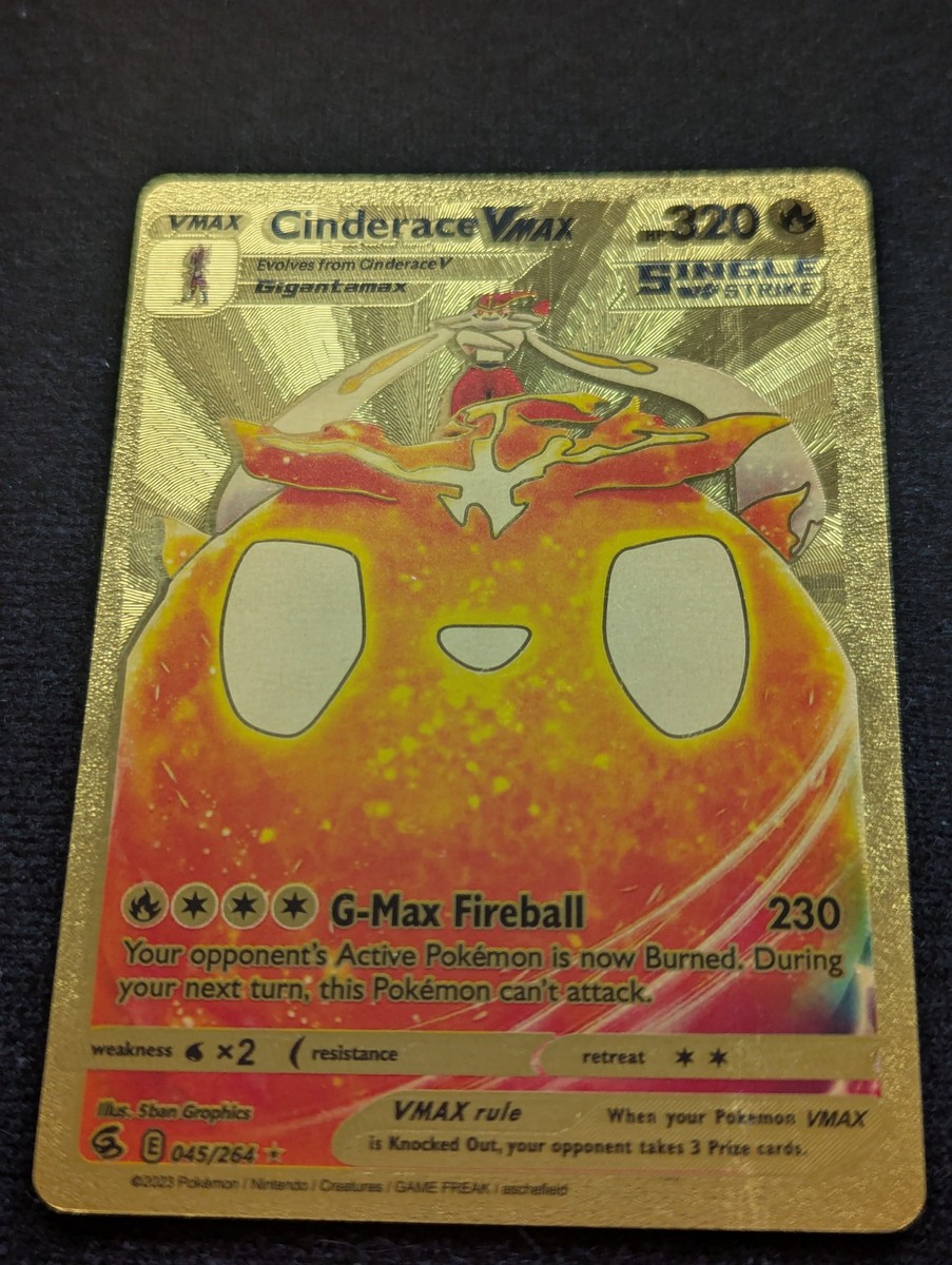 Cinderace VMax Hp230 Single Strike G-Max Fireball Gold Foil Fan
