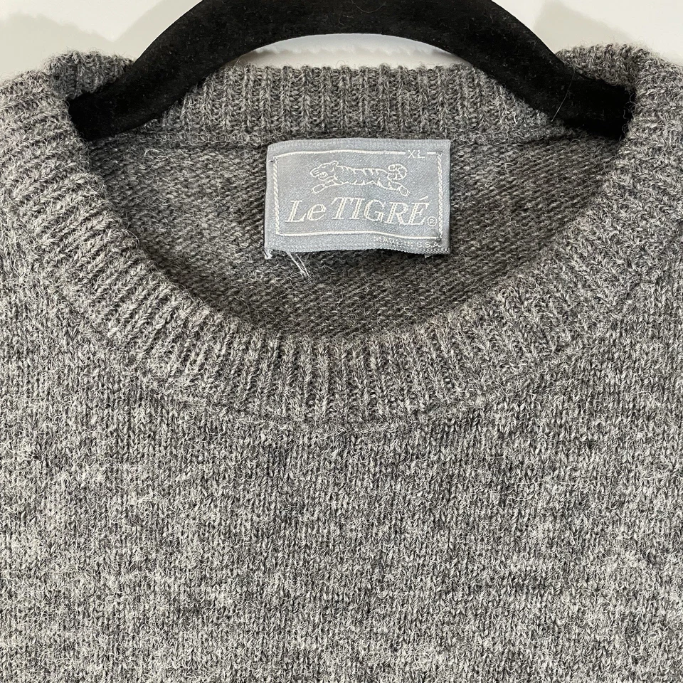 Vintage Le Tigre Sweater Adult Size XL Gray Long Sleeve Wool Blend Casual USA - Image 3 of 4