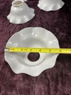 4 ANTIQUE MILK GLASS OIL LAMP SHADES  2 1/4” FITTER 6” WIDE 1800s