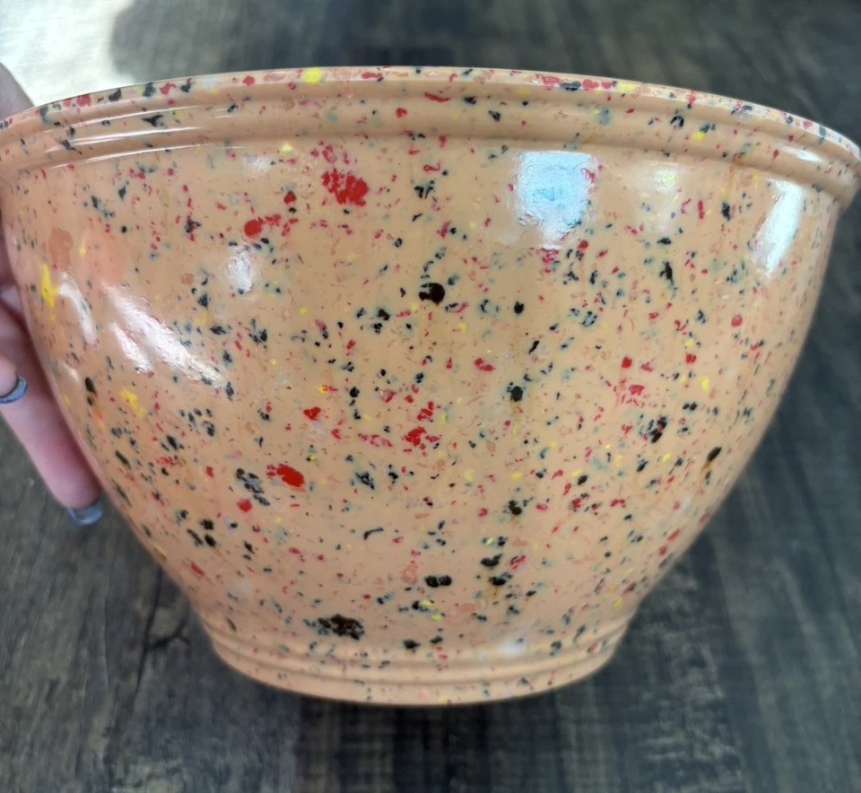 Rachel Ray 10"x5.5" Light Orange Melamine Speckled Confetti Garbage Mixing Bowl - Image 4 of 4