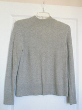 INVESTMENTS Pure Cashmere Grey Cable Knit Crew Neck Sweater Long Sleeve Size L
