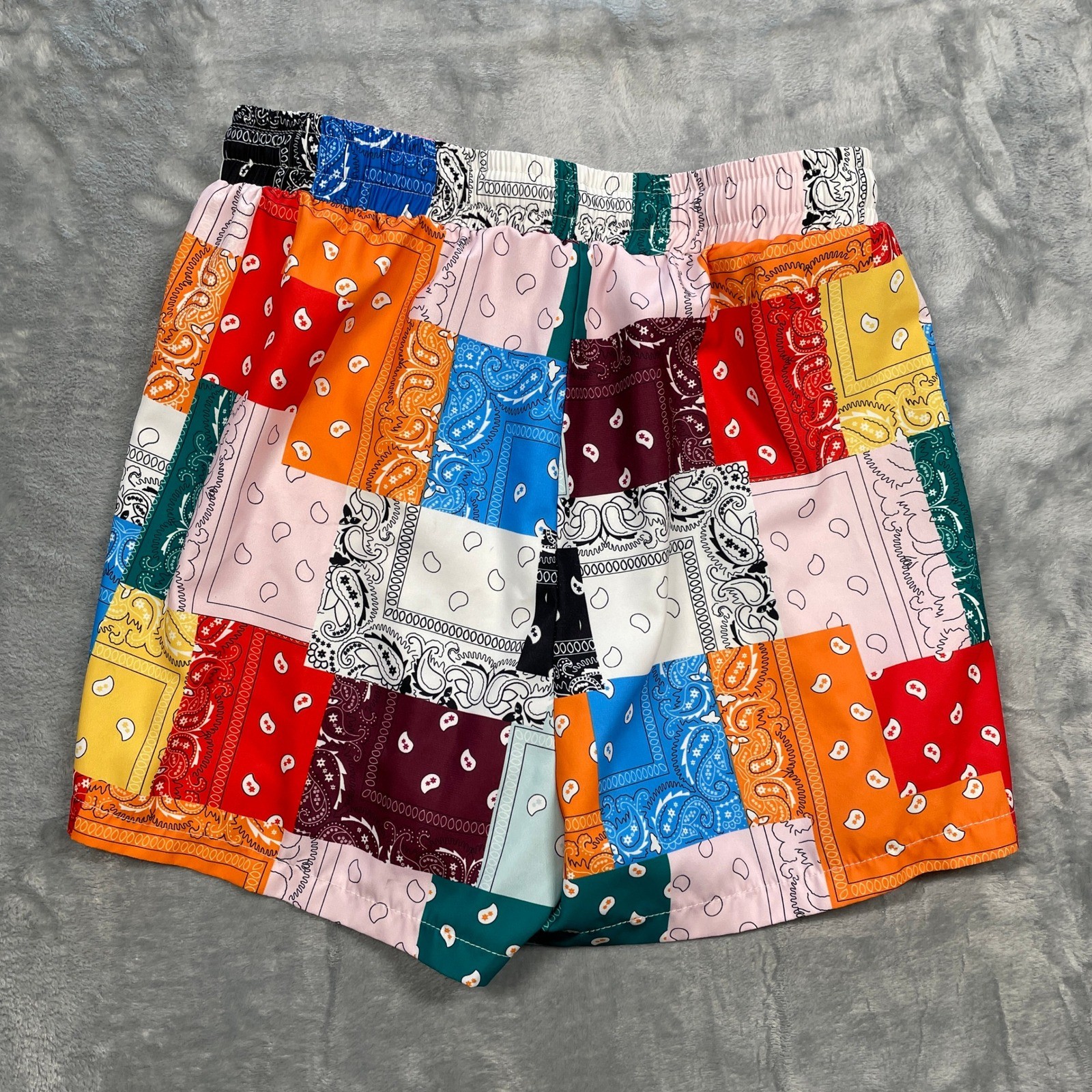 Patchwork Bandana Print Drawstring Shorts Multico… - image 2