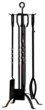 5 Pieces Fireplace Tools Set 31"Heavy Duty Wrouhgt Iron Toolset with Poker