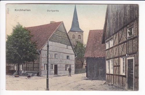 BOTTROP , KIRCHHELLEN , DORFPARTIE , BAHNPOST 1912