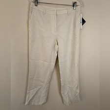 Jones New York Signature trousers neutral beige linen blend lined rolled hem 8