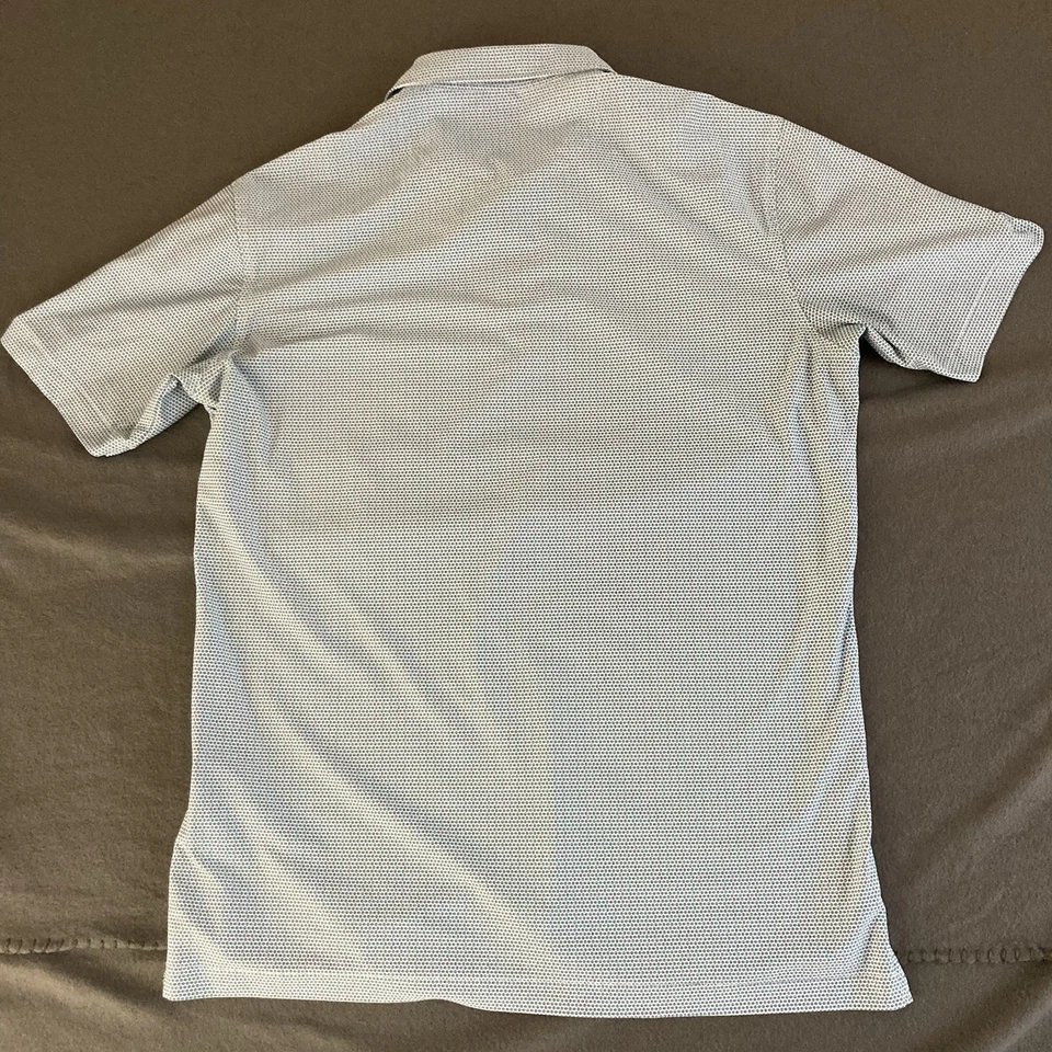 Peter Millar Polo Shirt Men's Medium Blue Print Summer Comfort Golf Performance - Imagem 3 de 4