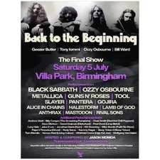 Back to the Beginning Poster - The Final Show, 5 July, Birmingham