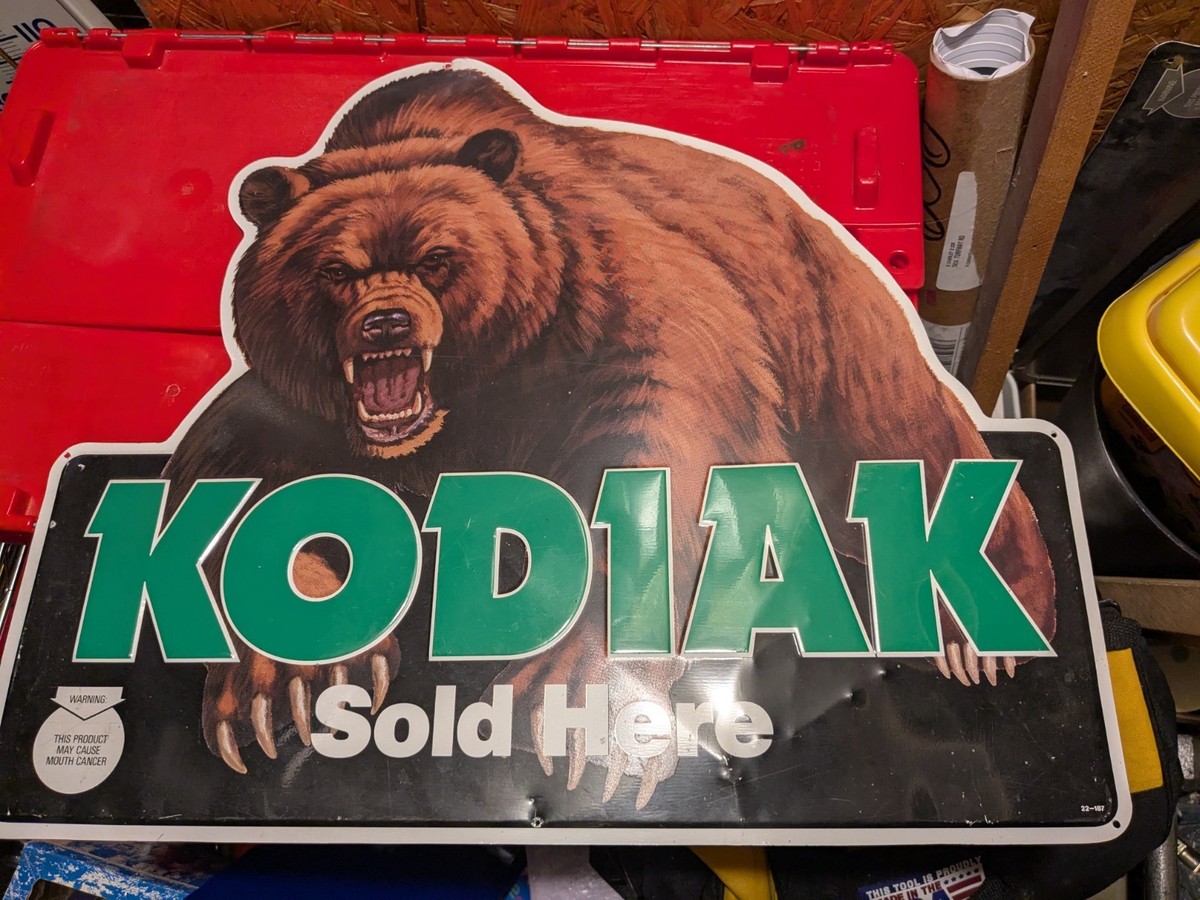 kodiak tobacco merchandise Vintage Kodiak Smokeless Tobacco Metal Bear Sign