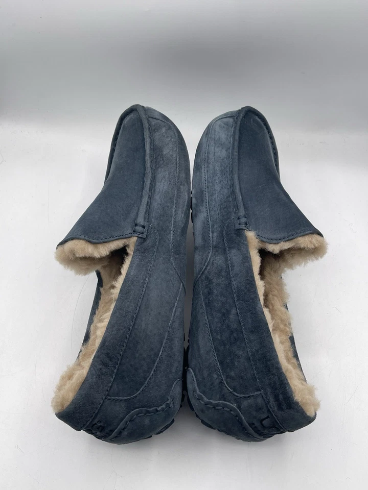 全新 UGG 蓝色 Ascot 麂皮绒懒人鞋 乐福鞋 莫卡辛拖鞋 男式 尺码 18 / EU 52 — 第 3/4 张图片