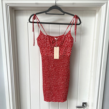 Who I Am Dress Women's UK 8 Red Floral Bodycon Short Adjustable Straps Summer