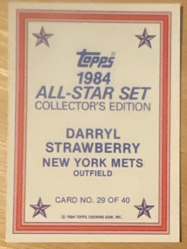 Darryl Strawberry 1984 Topps Glossy Send Away Rookie Card #29 (7185) - Picture 2 of 2