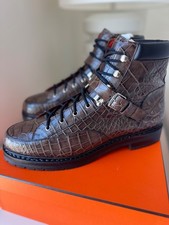 New Hermes Brown Crocodile Mens Hiking Boots Shoes 1 of 1 Special Order