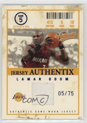 2004-05 Fleer Authentix Jersey Numbered to 75 5/75 Lamar Odom #JA-LO 02l6