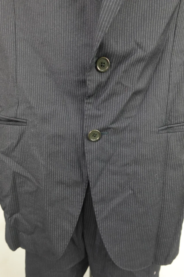 Burberry Costume 2 Pièces Homme Taille 54 Bleu À Rayures Laine Italie - Photo 3/4