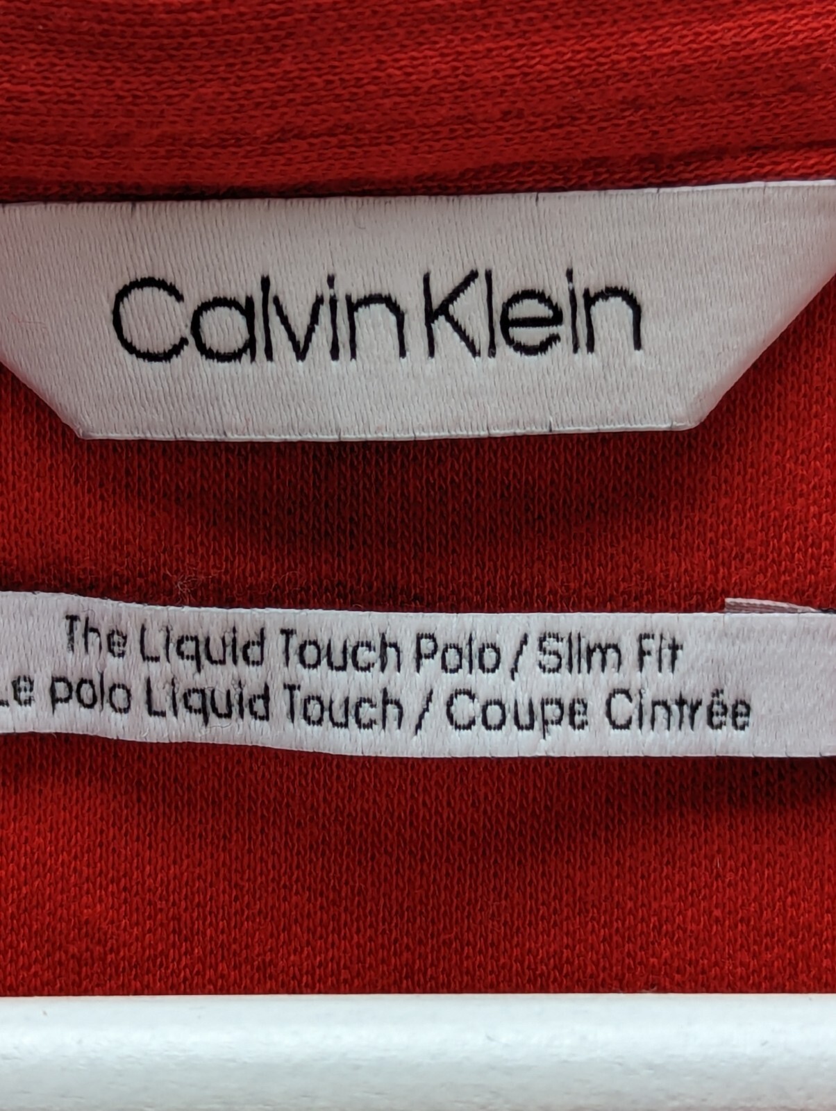 Calvin klein Polo Shirt Men’s Size Small Slim Fit Red Liquid Touch Designer Golf image 3