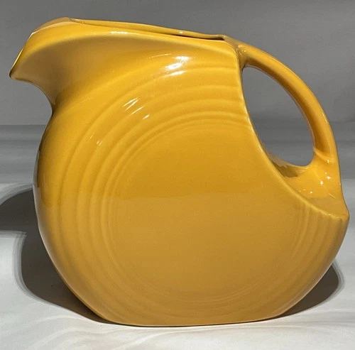 LARGE HOMER LAUGHLIN FIESTAWARE LARGE DISC PITCHER FIESTA MARIGOLD