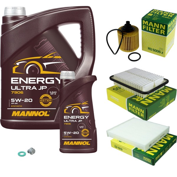 Mann Inspektionspaket 6L Mannol Energy Ultra JP 5W-20 FüR Toyota Verso 1.8 1.6-image