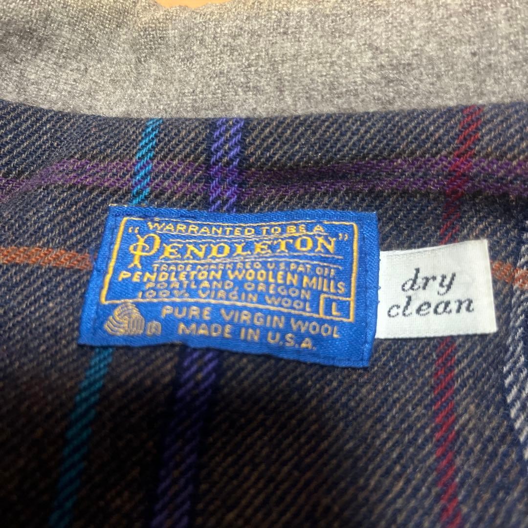 Pendleton Wool Sweater Gray Checked Lined Vintage… - image 3