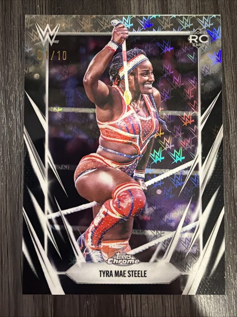 WWE Topps Chrome Tyra Mae Steele Black Logo Fractor RC #1/10 NXT/Olympic 🥇!
