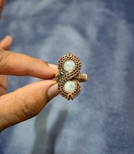 Rainbow Moonstone Ring Pure Copper Ring Adjustable Ring Handmade Copper Jewelry