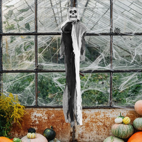 2 Piezas Halloween Silencioso Colgado Fantasma Colgante Decoración Truco Accesorios - Imagen 8 de 12