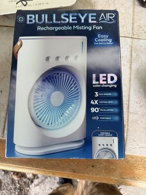 Emson Bullseye Air Rechargeable Misting Fan LED Color Changing 3 Speeds Portable