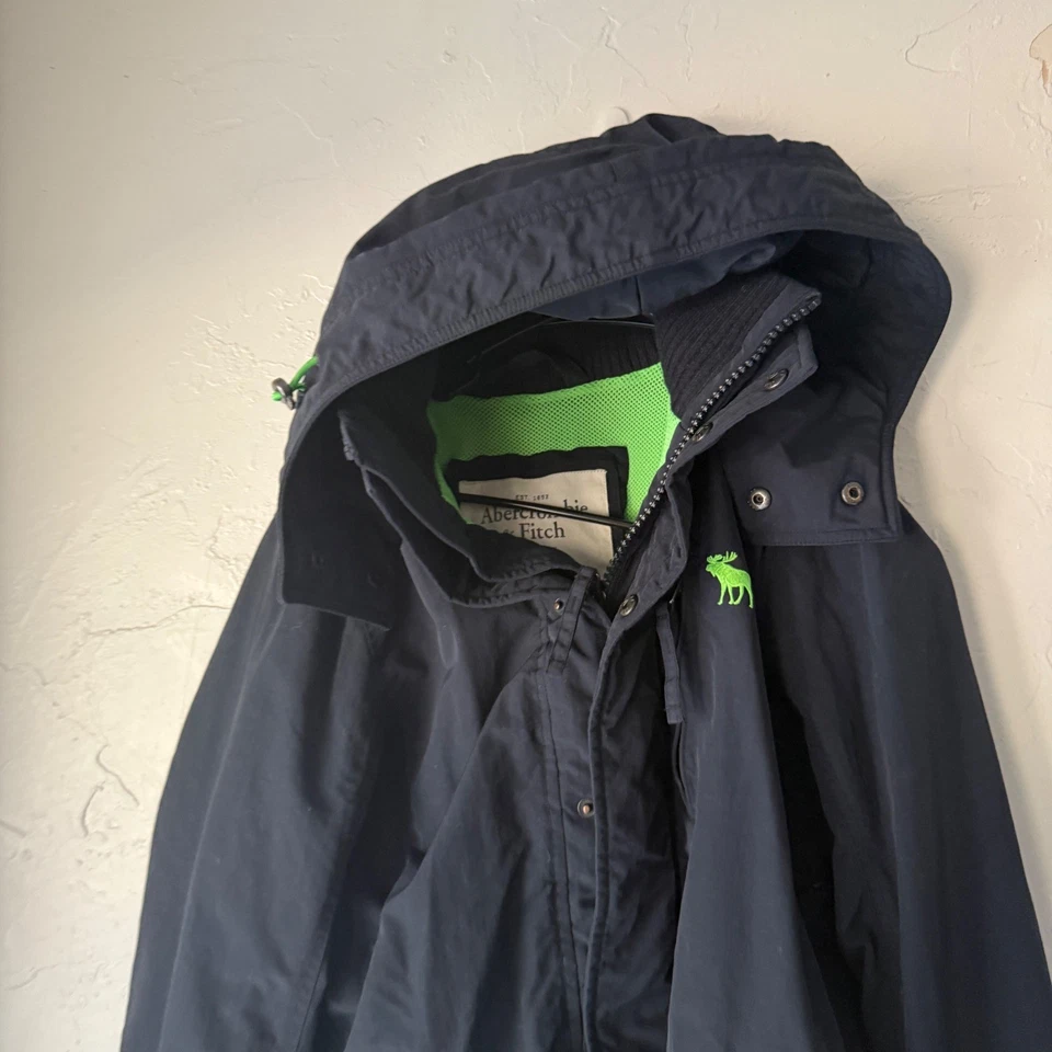 Abercrombie & Fitch Niños Niños Lluvia Invierno Chaqueta Con Capucha Cremallera Ligera Azul M Foto 2 de 4