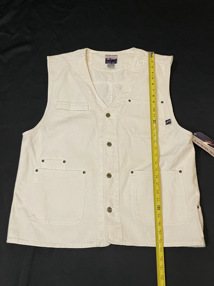 Colete ROCKER vintage anos 90 jeans West JW branco DENIM trabalho streetwear mecânico loja GG - Imagem 2 de 4