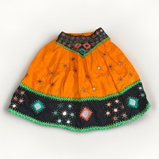 Child  s Orange chaniya choli skirt with traditional Kutch embroidery Skirt