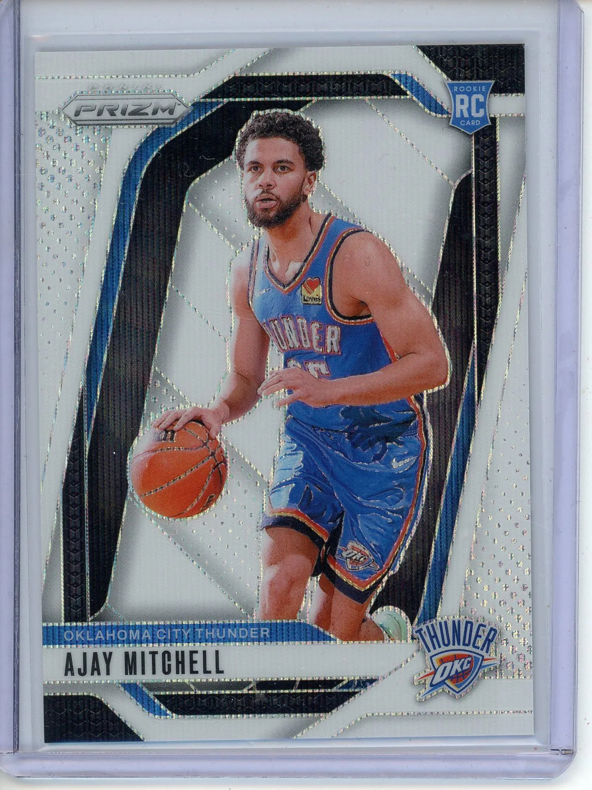 2024-25 Panini Prizm Basketball Ajay Mitchell #226 White Wave Rookie 08/38 OKC