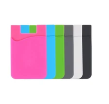 6 Pcs Silicone Phone Card Holder Wallet Case with Adhesive Stick On Pocket