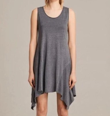 All Saints Damen Tunika Kleid Asymmetrischer Lagenlook in Schwarz Gr. S / M