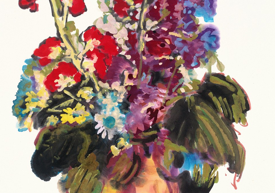 掛軸1967 ORIGINAL FAMOUS FINE ART CHINA FLORAL WATERCOLOR PAINTING