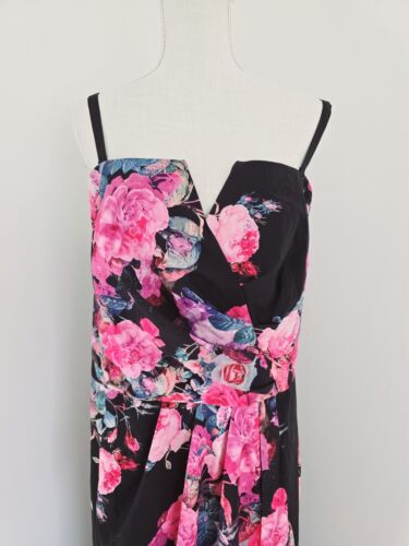 City Chic Romantic Rose Floral Strapless Faux Wrap Hi Low Maxi Dress 22 XL NEW - Picture 3 of 14