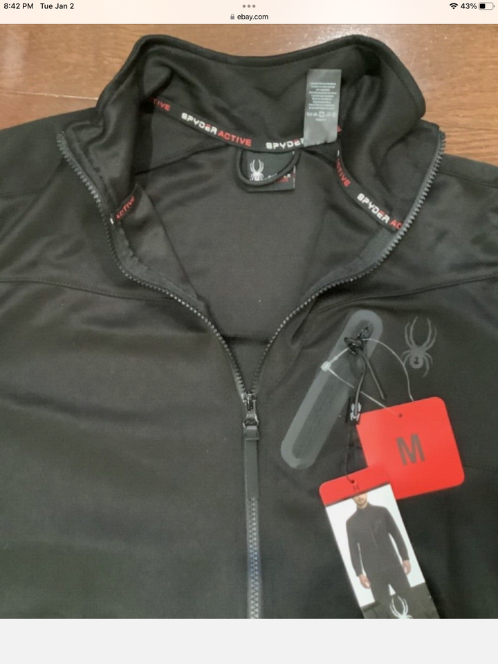 NWT Spyder Active Men’s Sz M Medium Full Zip Polyester Black Jacket Coat NEW eBay