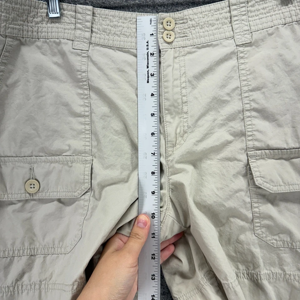 American Living 工装短裤女式 12 米色中腰口袋棉质休闲 — 第 4/4 张图片