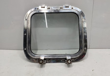 Ancien hublot de bateau carré en aluminium reconditionné pour collection naut...