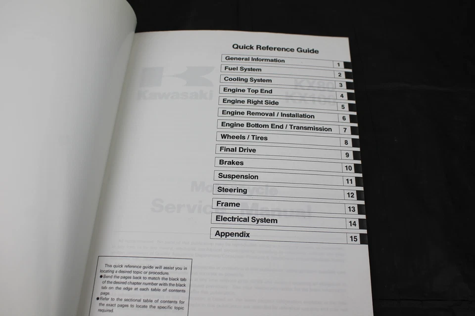 Kawasaki KX100 KX80 1998 libro manual de servicio de fábrica Foto 2 de 4