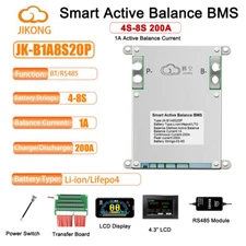 JK Smart BMS 4S-8S 200A Li-Ion LifePO4 with 1A Active Balance BT/RS485/LCD lot