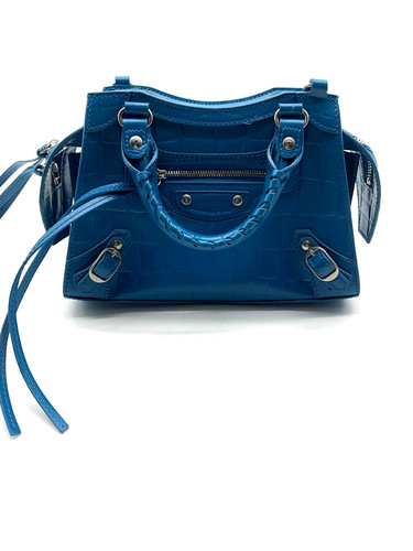 AUTHENTIC Balenciaga Mini Neo Classic City Croc Embossed Leather Top Handle Bag