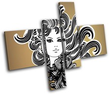 Girl Hair Fashion MULTI CANVAS WALL ART Picture Print VA