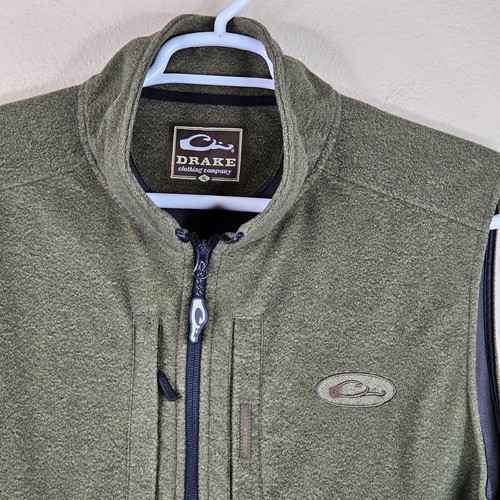 Drake Waterfowl Vest Mens XL Green Hunting Layering Fleece Windproof Heather - Picture 5 of 10
